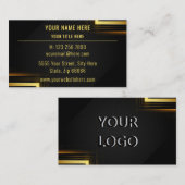 Gold Black Modern Visitekaartje met Logo (Voorkant / Achterkant)