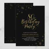 Gold & Black | Moderne Chique 80ste Verjaardagsfee Kaart (Voorkant / Achterkant)