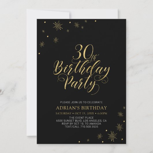 Gold & Black | Moderne et Chic Invitation pour un (Devant)