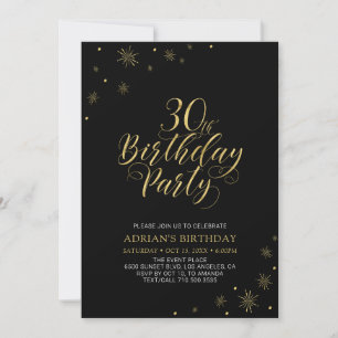 Gold & Black   Moderne et Chic Invitation pour un 