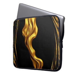 Gold Black Monochrome Christian Achempong Swirl  Laptop Sleeve