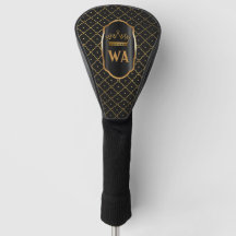 Gold Black Monogram Golf Head Hoesje