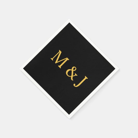 Gold Black Monogram Initiaal Aangepaste naam Moder Servet (Hoek)