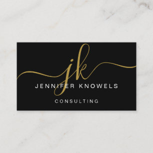 Gold Black Monogram Script Minimale Open Covid Visitekaartje