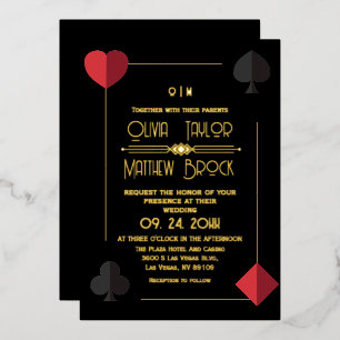 Gold Black Monogram Spelen Kaart bruiloft Uitnodig