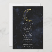 Gold Black Moon Celestial Night Starry Wedding Kaart (Voorkant)