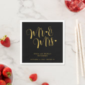 Gold black Mr en Mrs elegant script bruiloft Servet (Insitu)