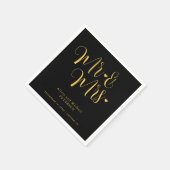 Gold black Mr en Mrs elegant script bruiloft Servet (Hoek)