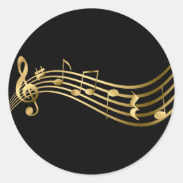 Gold&Black Muzieknoten Treble Clef Elegant Ronde Sticker