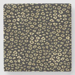 Gold Black Ombre Leopard Print Stenen Onderzetter
