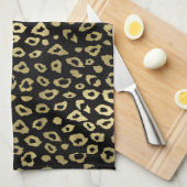 Gold Black Ombre Leopard Print Theedoek (Quarter Fold)
