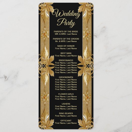 Gold Black Ornate Floral Wedding Programme (Dos)