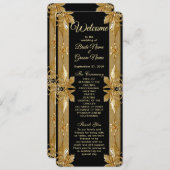 Gold Black Ornate Floral Wedding Programme (Devant / Derrière)