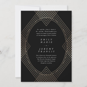 Gold Black Oval Geometric Simple Modern Gatsby Kaart