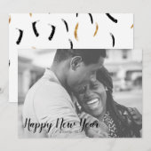 Gold & Black Paint Joyeux Carte photo du Nouvel An (Devant / Derrière)