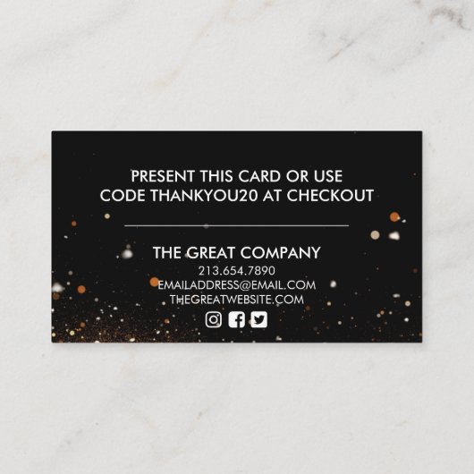 Gold Black Parties scintillant Beauté Salon Carte  (Dos)