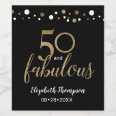 Gold black Personalized 50 en Fabulous Elegant Wijn Etiket (Enkel label)