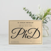 Gold Black PhD Graduation Party Kaart (Staand voorkant)