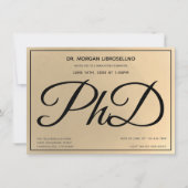 Gold Black PhD Graduation Party Kaart (Voorkant)