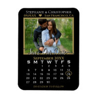 Gold & Black Photo Calendar Save Our Date Wedding