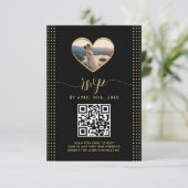Gold & Black Polka Dot Personalized wedding RSVP Kaartje (Staand voorkant)