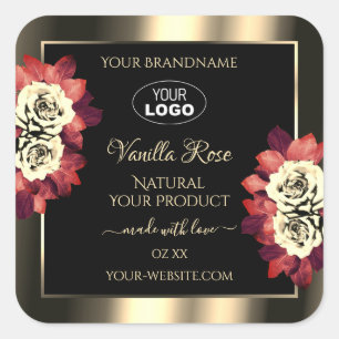Gold Black Product Labels Rode Cream-Rozen toevoeg