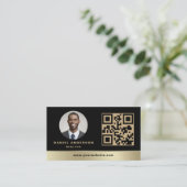 Gold Black QR Code Vastgoedmakelaar Visitekaartje (Staand voorkant)