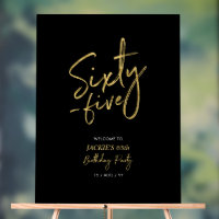 Gold & Black Quarty 65th Birthday Party Welcome