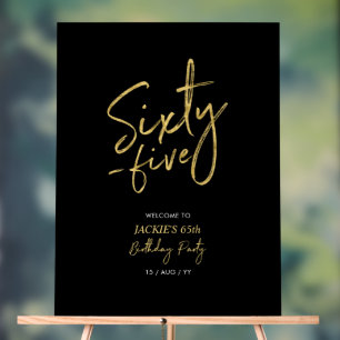 Gold & Black Quarty 65th Birthday Party Welcome