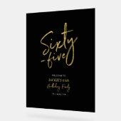 Gold & Black Quarty 65th Birthday Party Welcome (Angle)