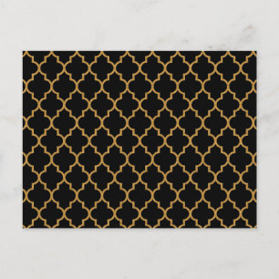 Gold Black Quatrefoil Patroon Briefkaart