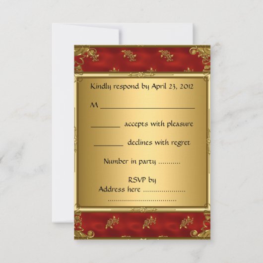 Gold Black Red rétro Invitation (Dos)