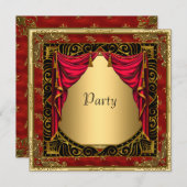 Gold Black Red rétro Invitation (Devant / Derrière)