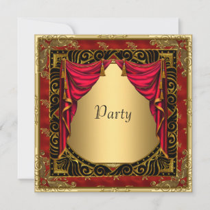 Gold Black Red rétro Invitation