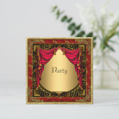 Gold Black Red-retro-uitnodiging Kaart (Staand voorkant)