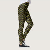 Gold Black Scallop Shell Art Deco Retro Patroon Leggings (Rechts)