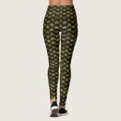 Gold Black Scallop Shell Art Deco Retro Patroon Leggings (Achterkant)