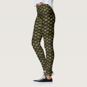 Gold Black Scallop Shell Art Deco Retro Patroon Leggings (Links)