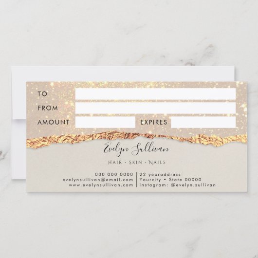 Gold Black Shimmer Paper Cadeaubon (Achterkant)