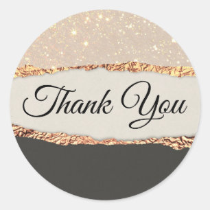 Gold black shimmer paper Hartelijk dank Ronde Sticker