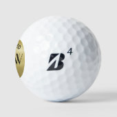 Gold Black Simple Modern Monogram Golfballen (Logo)