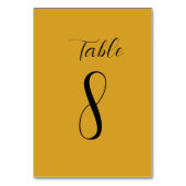 Gold / Black Simple Script Weduwtable Number 8 Kaart (Voorkant)