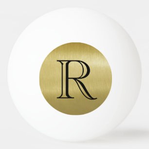 Gold Black Simple Sophisticated Monogram Pingpongballen