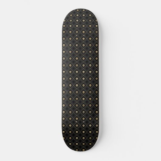 Gold Black Skull Diamonds Patroon 2 Skateboard (Voorkant)