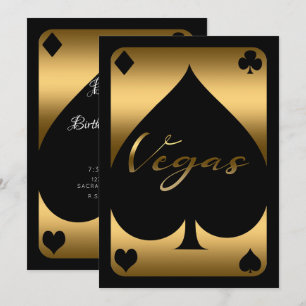 Gold & Black Spade Casino Las Vegas 21st Birthday Kaart