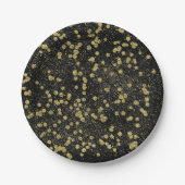 Gold Black Sparkle Confetti Stippen Papieren Bordje (Voorkant)