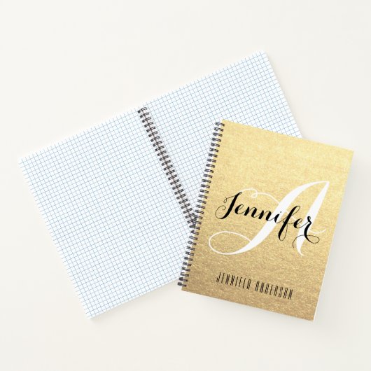 Gold Black Specialized Sketchbook monogram naam Notitieboek (Binnen)