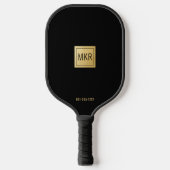 Gold Black Square Monogramed Pickleball Paddle (Voorkant)