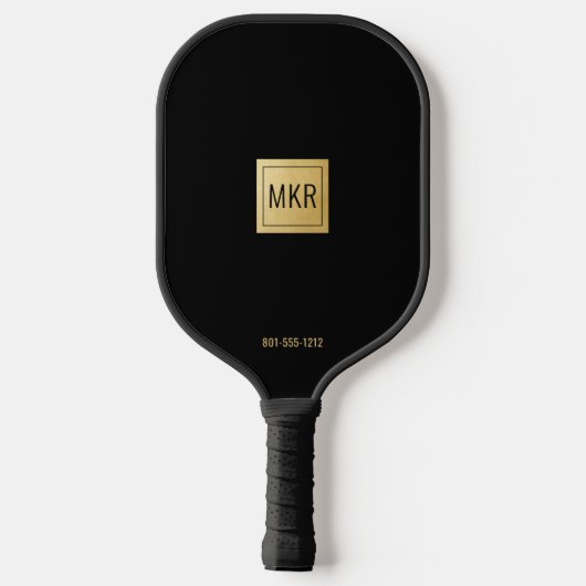 Gold Black Square Monogramed Pickleball Paddle (Achterkant)