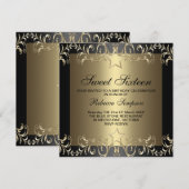 Gold & Black Star Sweet 16 Anniversaire Invitation (Devant / Derrière)